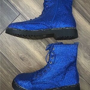 (new) Blue Glitter Combat Boots